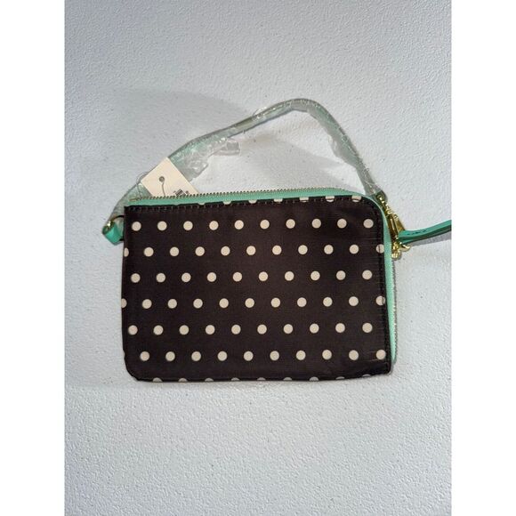 NWT Fossil KeyPer Black/White/Green Carryall Wristlet Wallet Women's New - Picture 2 of 4